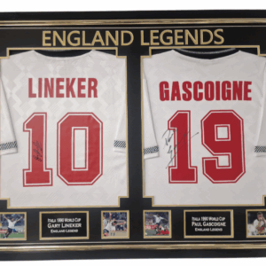 Gary Lineker i Paul Gascoigne podpisali koszulkę Anglia Legenda